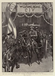 De kanonbatterij van de CIV, een scène in Paddington voordat de processie begon